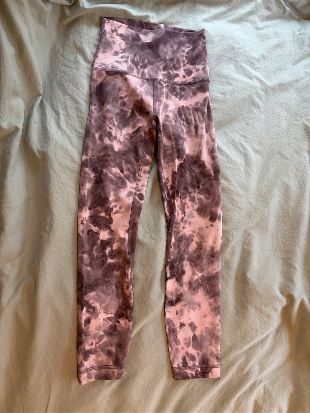 lululemon athletica Girls' Tie-Dye Pink and Gray Leggings